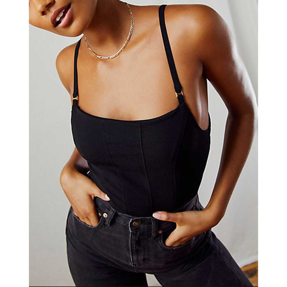 Free People Back on Track Cami S Black Top Blouse Shirt Women's - Picture 2 of 9